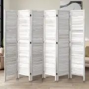 Oikiture 6 Panel Room Divider Privacy Screen Partition Timber Wooden Fold White