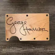 Wood Wallet Minimalist Laser Engraved with George Harrison