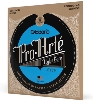 EJ51 Pro-Arte Classical Guitar Strings Polished Basses Hard Tension D'Addario
