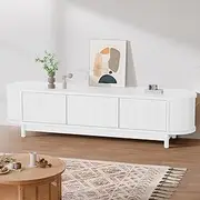 ALFORDSON White TV Cabinet Stand, Handle-Free Modern Furniture Entertainment Unit Stand 160 x 40 x 45cm for Living Room, 2 Ample Storage Side Cabinets and 2 Middle Shelves