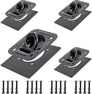 AYMMIC Black 4Pack X Recessed Tie Down D-Rings Anchor, 6,000 lb. Capacity, with Backing Support Plates, for Flatbed Trailer/Truck, Great for Securing Equipment, Cargo and Other Loads