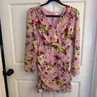 Women's Lush Floral Dress Size M Mauve Magenta