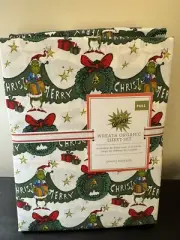Pottery barn kids The Grinch Dr. Seuss wreath organic sheet set Full Christmas