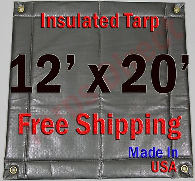 12' x 20' Insulated Poly Tarp 1/4" Foam Core Concrete Padding Wall Cushion Kiln