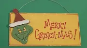 6”x11.5” Grinch “Merry Grinch-mas!” (Handmade Wooden Craft)