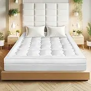 STARRY EUCALYPT Double Size Pillow Top Mattress Topper 11cm Thick with 1500gsm Microfibre Fibre Filling, Beddings Bed Mat Padding with Mesh Design Fabric Cover, White