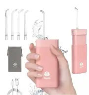 Caredite Water Flosser Cordless, Portable Mini Oral Irrigator Teeth Cleaner Pink