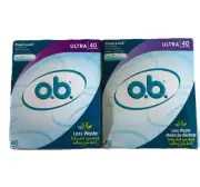 2 Box OB Tampons No Applicator Fragrance-Free - 40Ct | Applicator-Free Tampons
