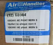 CASE OF 12 AIR HANDLER GRAINGER 6B984 Pleated Air Filter 10 x 24 x 1 MERV 8