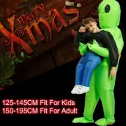 Adult Kid Inflatable Costume Green Alien Carrying Human Party Cosplay