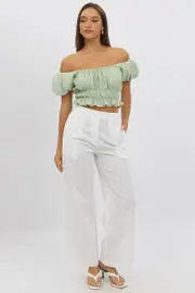 White Tailored Pants Wide Leg - Size 14L, Women's Wide Leg Pants