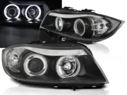 For BMW E90 E91 Headlight 2005-08 Sedan Touring Angel Eyes CCFL Black LHD