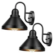 Gooseneck Outdoor Light Fixtures, 2-Pack Farmhouse Barn Lights 9.25IN Black