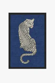 120' x 185' | Machine Washable Runner Rug | Kid & Pet Friendly | Indoor Rug | Snow Leopard Sapphire Rug by Jonathan Adler | Ruggable