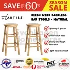 Bar Stool Beech Solid Wood Set of 2 Backless Strong And Tough Structure Artiss