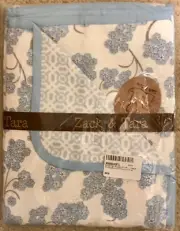 Zack & Tara Snuggle Blanket: Tranquil Trellis & Beautiful Blossoms in Blue