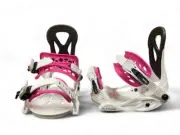 ​JR KIDS ALTITUDE "JR RIPPER" SNOWBOARD BINDINGS (SIZES 3-6) WHITE/PINK