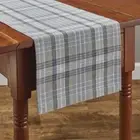 Hartwick Grey Tan Off White Plaid Woven Cotton Country Farmhouse Table Runner