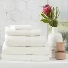 5pc Renee Taylor Stella White Bath Towel/Mat Hand/Face Set Bamboo Cotton 650 GSM