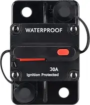 30 Amp Waterproof Circuit Breaker,with Manual Reset,12V-48V DC, for Car Marine Trolling Motors Boat ATV Manual Power Protect for Audio System Fuse