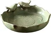 Ceramic Bird Bath - Bird Bath Ceramic Parrot Watering Bowl Hummingbird Feeding Dish 10-Inch Parakeet Bathing Container for Balcony Lawn Outdoor Use Pet Accessories for Birds