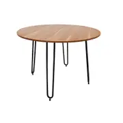 Foret Coffee Table Round 105CM Sofa Tea Dining End Side Wooden Black Metal Legs