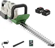 Cordless Hedge Trimmer with Battery Display, 200W Electric Hedge Clipper with Two 1300mAh Rechargeable Batteries, 15mm Cutting Width, Grass Shear for Garden, Shrub, Lawn Trimming