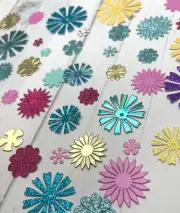 Die Cuts Petite Flowers Leaves 36 Pieces Foil Mirror Specialty Basic Cardstock