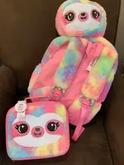 JUSTICE BACKPACK/LUNCHBOX SLOTH PLUSH 3D BUDDY ON MY BACK BRIGHTLY COLORED CUTE!