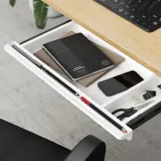 Oikiture Under Desk Drawer Pull-Out Drawer Sliding Tray Storage Organizer White