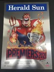 AFL MELBOURNE DEMONS HERALD SUN SILVER FOIL PREMIERS POSTER - Gawn Petracca MCG
