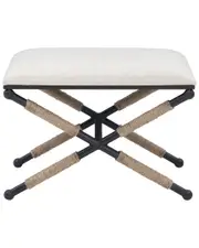 Linon Campaign Linen Accent Stool