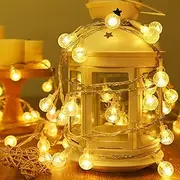 Globe Fairy String Lights USB Powered, 10Meter 80LED String Lights Outdoor, 8 Modes Waterproof Twinkle Lights with Timer for Bedroom Christmas Wedding Garden Party Decoration - Warm White