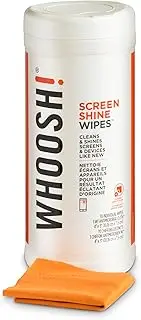 WHOOSH! Electronic Wipes,Screen Cleaner Wipes - for All Screens and Tech Devices ;Smartphones, iPads, Eyeglasses, e-Readers, Touchscreen & TVs (70 Count) + Big Microfiber Cloth