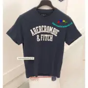 ABERCROMBIE & FITCH APPLIQUE VARSITY LOGO TEE NAVY BLUE MENS SIZE LARGE