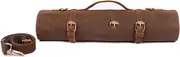 Chef Knife Roll Bag, Knife Case, Heavy Duty 12OZ Waxed Canvas Knife Bag for Kitchen Knife, 10 Slots Knife Storage, Portable Knife Tool Roll Bag Can Hold Knife Up to 18“ with Shoulder Strap, Brown,
