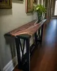 Epoxy River table Walnut Console Table - Custom Handmade Entryway Sofa Table Top