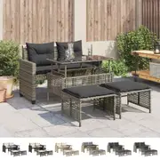 Garden Sofa Set with Cushions Modular Sofa 4 Piece Poly Rattan Glass vidaXL