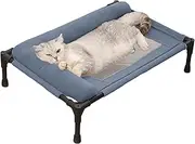 Elevated Dog Bed, Cooling Dog Cot, 17.72x25.98x6.69 inches Pillow and Breathable Mesh, Washable Pet Furniture for Outdoor, Indoor, Camping, Patio, Sunbathing, Travel, Home Use