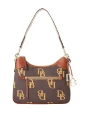 New Dooney & Bourke Women's Monogram Hobo Shoulder Bag Brown Tmoro