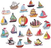 HEALSOPTHY 23Pcs Sailboat Pattern Embroidered Sewing Patches DIY Cloth Accessories for Clothing Bags Crafts Repair and Decoration