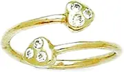 [JewelryWeb] 14k Yellow Gold CZ Simulated Diamond Top Adjustable Double Love Hearts Body Jewelry toe ring-toe ring for Women