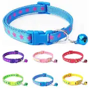 Pets Dog Puppy Stars Print Bell Buckle Adjustable Collar Necklace Cat Neck Strap