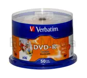200 x Verbatim blank DVD-R 16x 4.7BG - FULL HUB Wide Printable DVD Discs