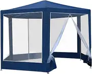 Instahut 2x2x2 Marquee Gazebo, Pop Up Camping Tent Folding Gazebos Garden Outdoor Wedding Party Canopy Patio Carport, Water Resistant and UV 6 Mesh Wall Navy