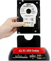 Retoo Hard Drive Docking Station USB 3.0, SATA IDE 2.5" & 3.5" HDD SSD, Offline Cloning, OTB Backup, Card Reader, Plug & Play, LED Display, External Power Supply, Compatible with Windows 7/8/8.1/10