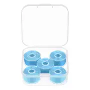 Prewound Sewing Bobbin Thread Set of 5pcs with Storage Plastic Case, Sky Blue