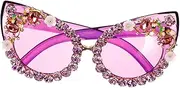 [FOMIYES] Cat Eye Sunglasses with Rhinestone Decor Oversized Novelty Sunglasses for Women Protection for Parties Festivals and Fashion Events
