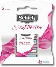 Schick - Silk Effects, 4 Razor Refills, 2 Blade Razor, Twin Blade Razor, Wire-Wrapped Blades, Aloe