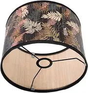 TEHAUX Rattan Woven Pendant Lamp Shade - Bamboo Vintage Drum Shade for Ceiling Hanging, Table, Floor Lamp Decor - Printed Lampshade Bulb Cover Accessory
